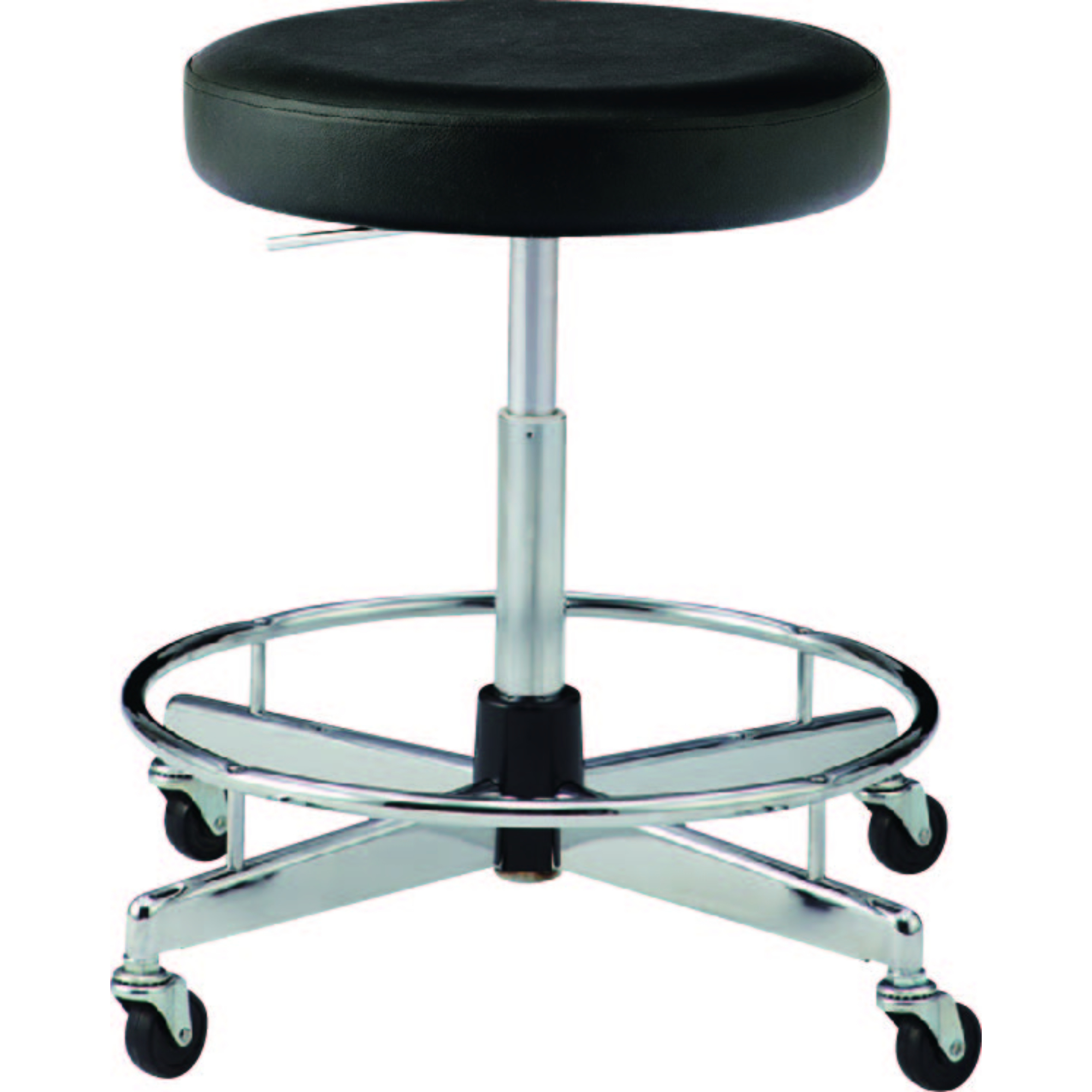 【椅子】導電チェア ハイタイプ 背無 フットリング付 導電ゴムキャスター 導電ビニールレザー 脚外径610